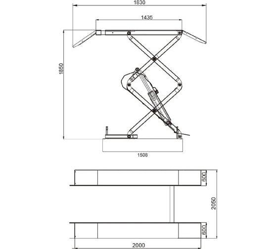 Ножничный подъемник короткий г/п 3000 кг. напольный KRAFTWELL KRW3FS/220