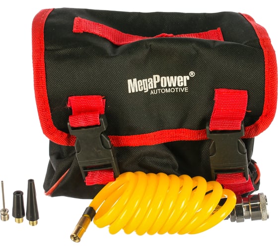 Поршневой компрессор 100PSI удлиненный шланг, в сумке 12V MEGAPOWER M-19010