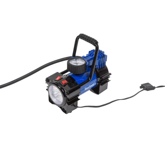 Поршневой компрессор 150PSI 35л/мин, 14А с фонарем и дефлятором, в кейсе 12V MEGAPOWER M-88012