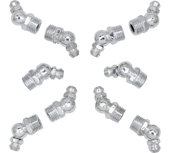 Пресс-масленка Forsage 10 мм, угловая 45 град., комплект 10 шт. F-GN-01-45-10MM(57020)