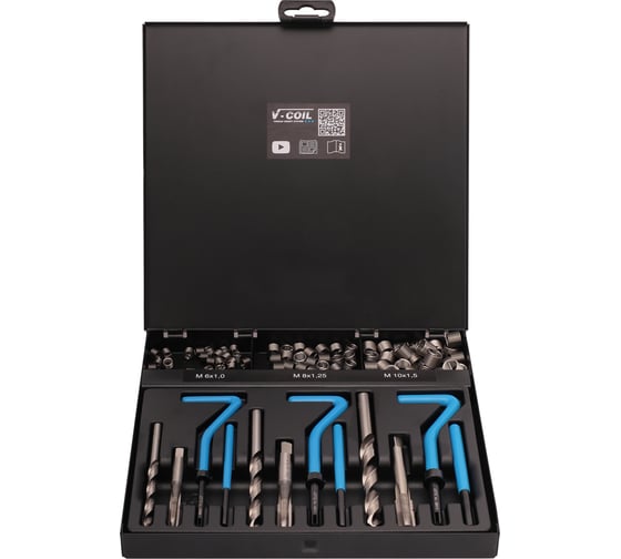 Набор для восстановления резьбы VOLKEL VC85 М6-М10 87 предметов V-Coil V04085