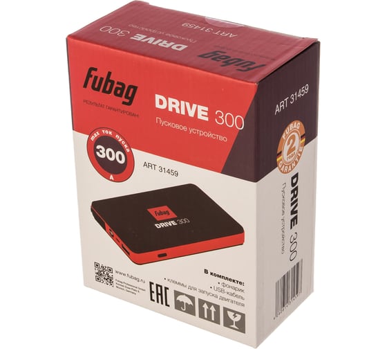 Пусковое устройство FUBAG DRIVE 300 ток запуска 300А емкость аккумулятора 6000 мАч 31459