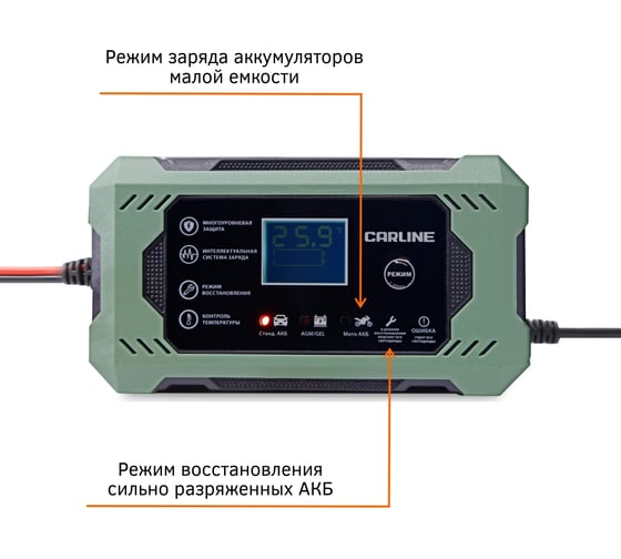 Зарядное устройство CARLINE импульсное автоматическое для свинцово-кислотных аккумуляторов CA-5A