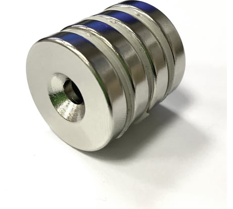Неодимовый магнит-диск Проф-Магнит 25x5 с зенковкой 10.4/5.5 мм, 4 шт NdFeB D25x10.4/5,5x5 зенк_10