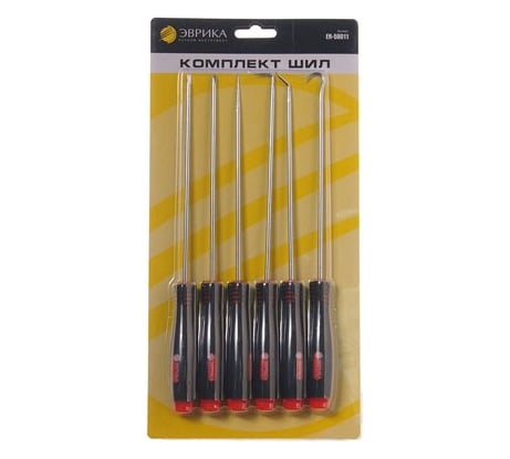 Набор, 6 предметов: шило 1 шт., изогнутые крючки 5 шт., отвертки РНО, SL-1 ЭВРИКА ER-58011