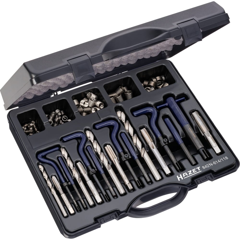 Комплект для ремонта резьбы HAZET М6-М14, 118 предметов 842N-614/118 ...