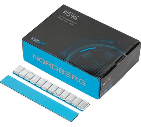 Самоклеящиеся грузики NORDBERG 12x5 г, Fe, закругленные, L=14 см, 50 лент W5FR4