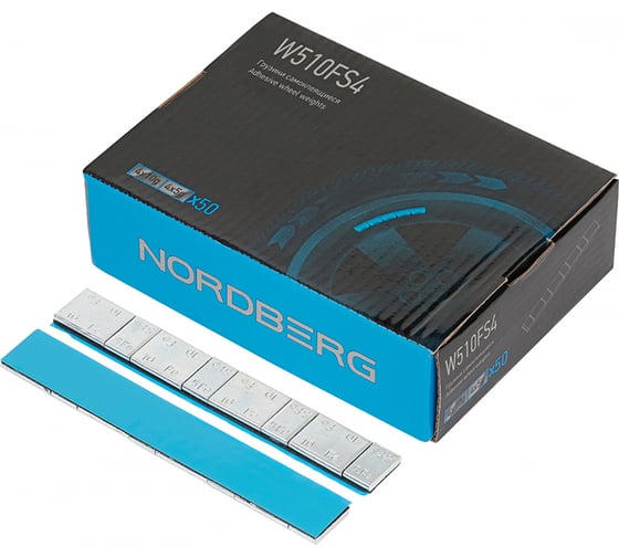 Самоклеящиеся грузики NORDBERG 4x5+4x10 г, Fe, квадратные, L=14 см, 50 лент W510FS4 1