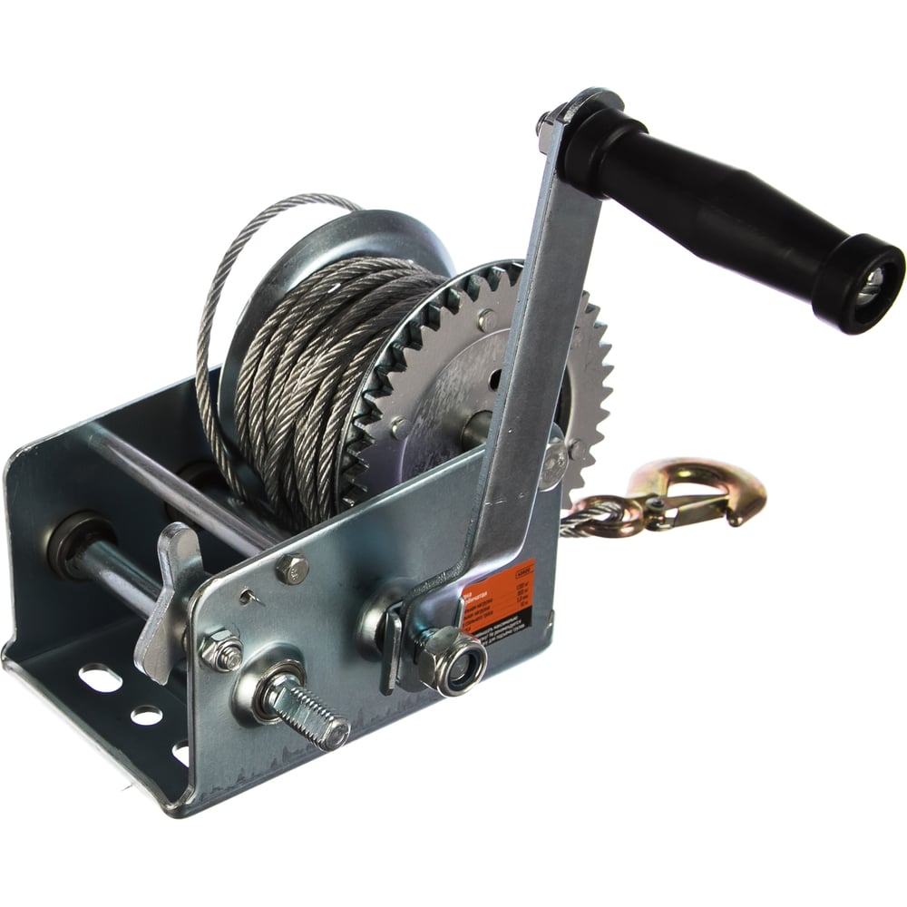 Шестеренчатая лебедка АвтоDело 1200 кгс, сталь, трос 10м 43620 11034 ...