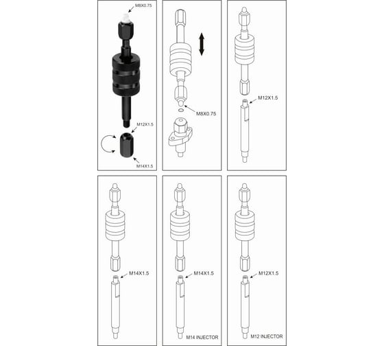 Съемник дизельных форсунок VERTUL M8, M12, M14 VR50301