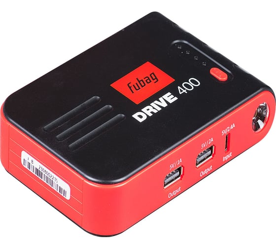 Пусковое устройство FUBAG drive 400, ток запуска 400а, емкость аккумулятора 10000 мач type c 46308