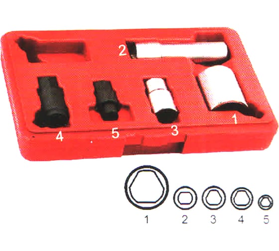 Набор специальных головок для ТНВД BOSCH 5 пр. для BOSCH VE, TDI, CR JTC-4493 1