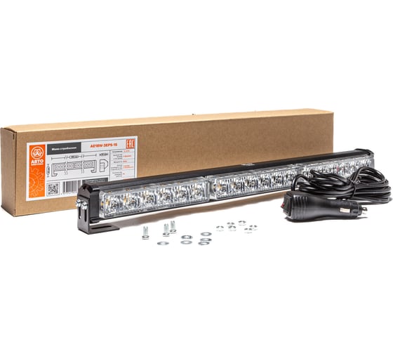 Маяк-стробоскоп АВТОЭЛЕКТРИКА ae18w-3eps-1s 18вт, 12/24в, 1-стор., 3 блока epistar, 18 реж., провод 3м, кронштейн 09.02316