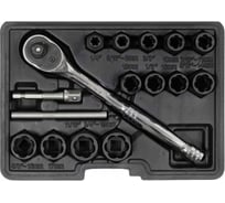 Набор экстракторов для болтов с трещоткой YATO 16 предметов, пластиковый кейс YT-05897