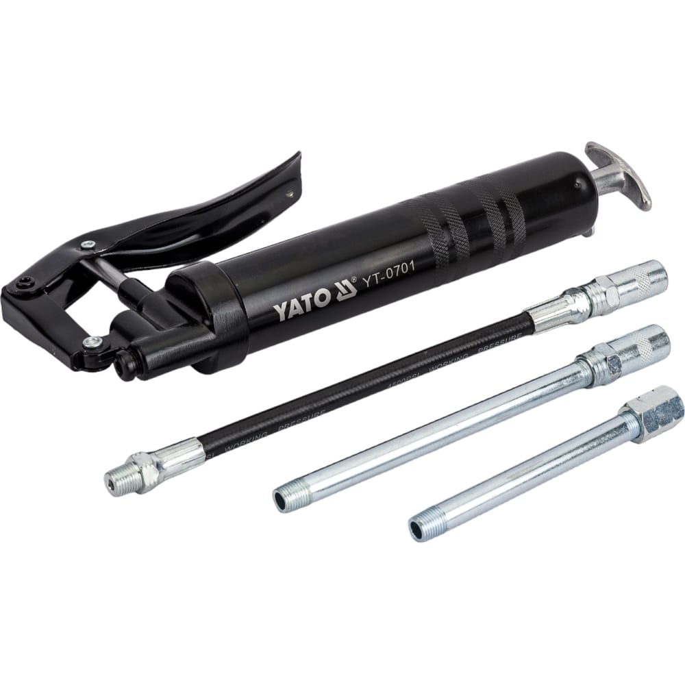 Шприц YATO для консистентной смазки 120мл с жестким и гибким шлангом ...