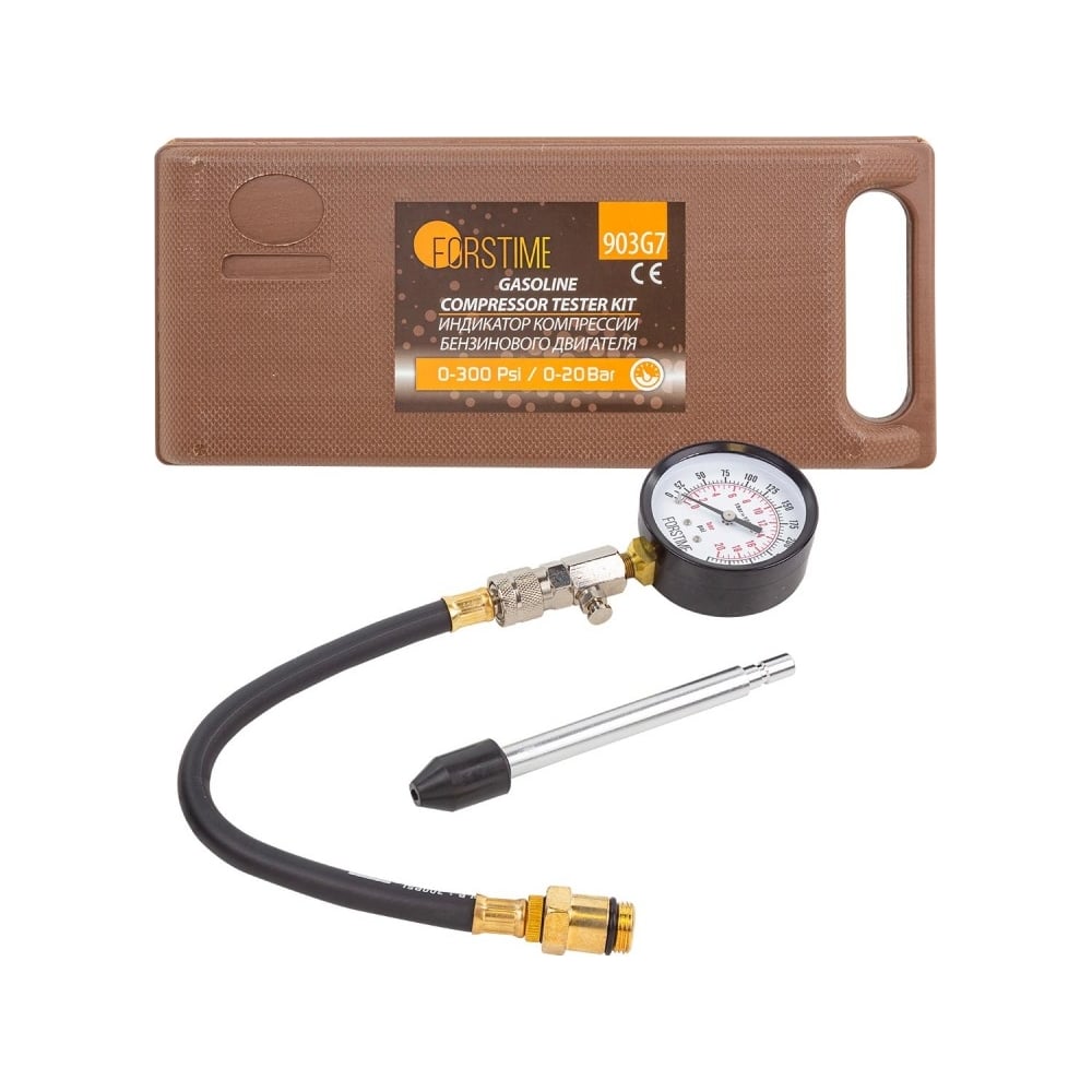 Индикатор компрессии бензинового двигателя FORSTIME Profi 0-21 Bar, М14 ...