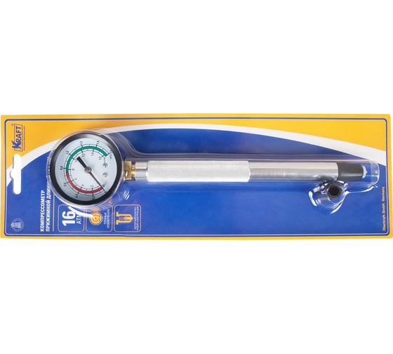 Компрессометр KRAFT 16 Атм., прижимной,удлиненный ГАЗ 406 дв. 16V KT 831010