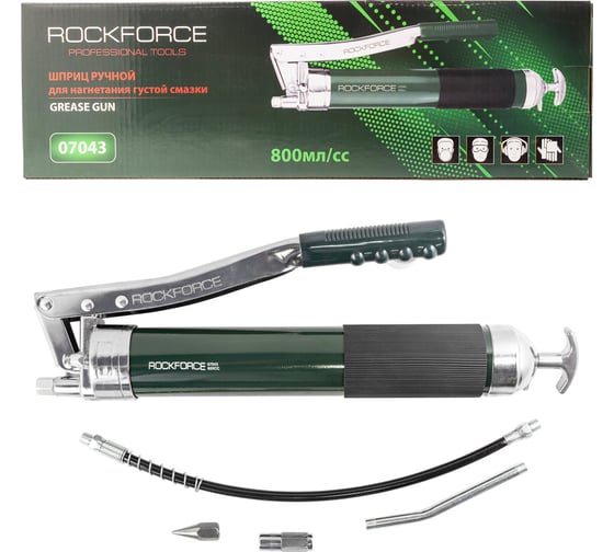 Шприц для нагнетания густой смазки ручной ROCKFORCE "Profi" 800мл в комплекте RF-07043(19353) 1