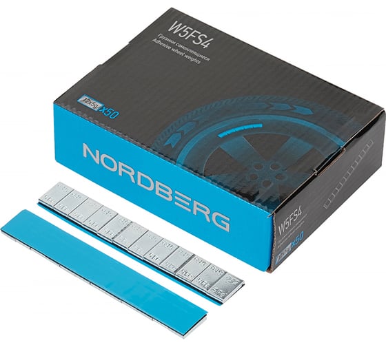 Самоклеящиеся грузики NORDBERG 12x5 г, Fe, квадратные, L 14 см, 50 лент W5FS4