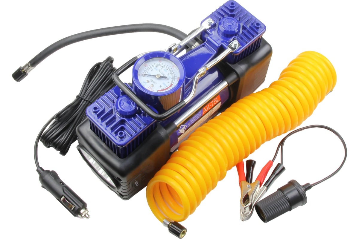 Двухпоршневой компрессор Nova Bright АК-75L до 50 л/мин, 150 PSI, 12В ...