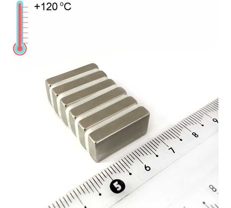 Неодимовый магнит пластина Проф-Магнит 20x10x4 мм, высокотемпературный, N48H, 6 штук NdFeB 20x10x4 N48H_6
