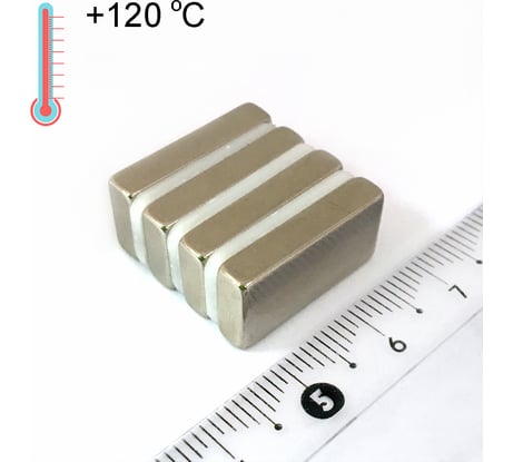 Неодимовый высокотемпературный магнит Проф-Магнит пластина 20x10x4 мм, N48H, 4 штуки NdFeB 20x10x4 N48H_4