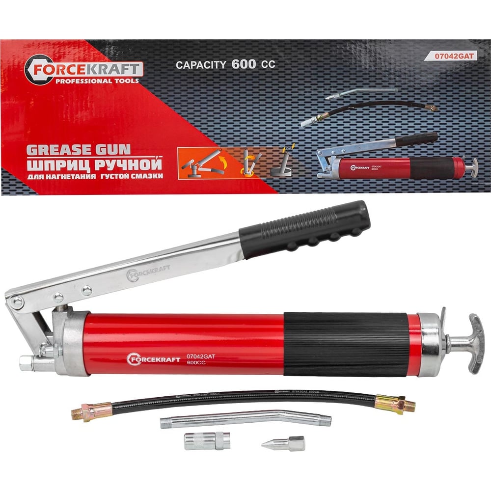 Шприц ручной для нагнетания густой смазки FORCEKRAFT 600мл FK-07042GAT ...