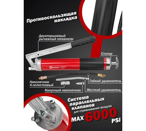Шприц ручной для нагнетания густой смазки FORCEKRAFT 600мл FK-07042GAT(57296)