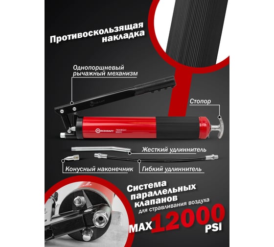 Шприц ручной для нагнетания густой смазки FORCEKRAFT 600мл FK-78043EGAT(57301)