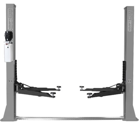 Двухстоечный электрогидравлический подъемник KraftWell г/п 4000 кг, серый, напряжение 220 В KRW4ML/220