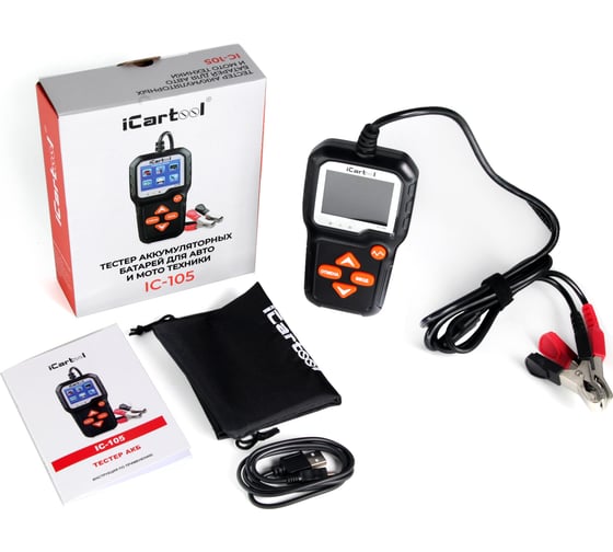 Тестер аккумуляторных батарей для авто и мототехники iCarTool IC-105