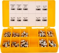 Комплект пресс-масленок в пластиковой коробке GROZ 110 шт М6 М8 М10 прямой 45 90 градусов GR43991