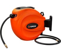 Катушка со шлангом из вулканизированной резины армированные с фитингами 15 м воздух/вода GROZ GR47940