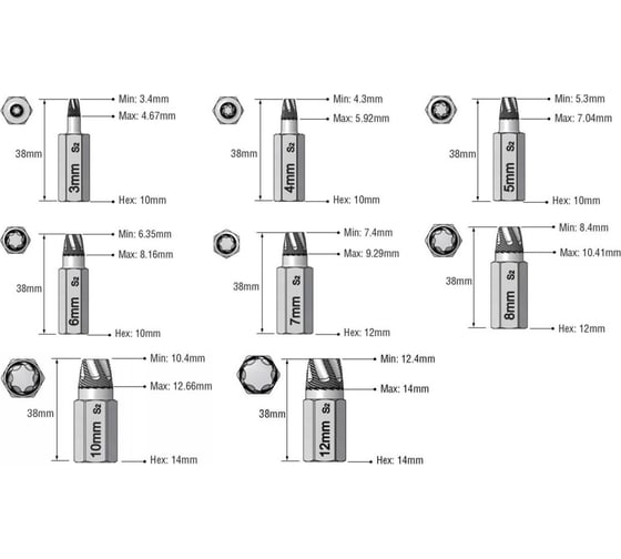 Экстракторы Torx, набор 8 предметов СТАНКОИМПОРТ KA-6987