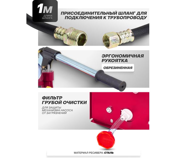 Насос ручной проверочный с манометром Forcekraft и шлангом 1м FK-HS-HP04(58962)