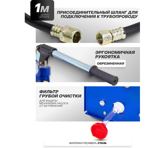 Насос ручной проверочный Forsage с манометром и шлангом 1м F-HS-HP03(58968)