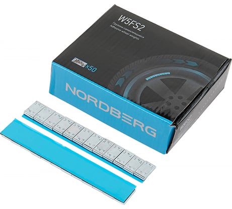 Грузики самоклеящиеся NORDBERG (12x5 г) Fe квадратные L=12 см, 50 лент W5FS2