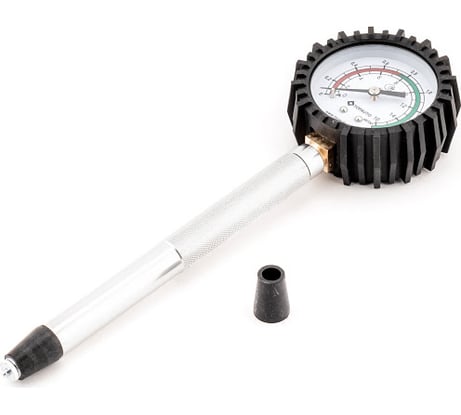 Удлиненный компрессометр TopAuto ГАЗ манометр в резиновом чехле, пластиковый кейс 11137