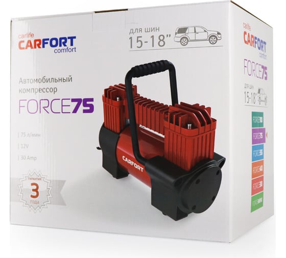 Компрессор Carfort а/м Force -75 12v. 30Amp, 75 л/мин 48336