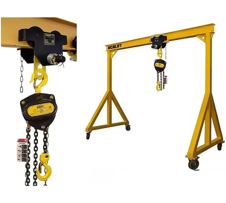 Мобильное перегрузочное устройство OCALIFT гп 1т 2x2 метра ручной с талью СЕВЕР на каретке mpu1t2x2_sv