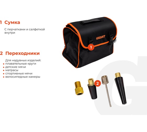 Автомобильный металлический компрессор Gigant 12V, 165 л/мин GCA-165