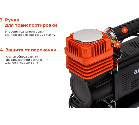 Автомобильный металлический компрессор Gigant 12V, 165 л/мин GCA-165
