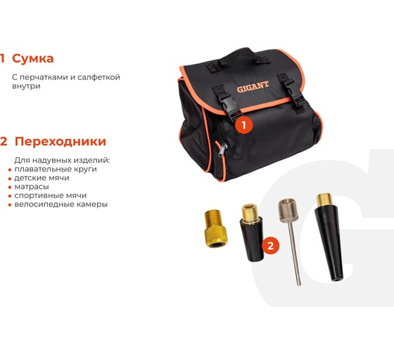 Автомобильный металлический двухпоршневой компрессор Gigant 12V, 85 л/мин GCA-85