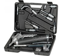 Шприц плунжерный пневматический с поворотом рукоятки NORDBERG 400мл, с насадками в кейсе NO3404