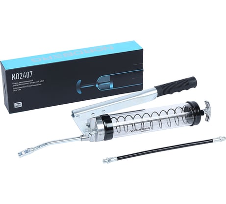 Шприц двухплунжерный для густой смазки NORDBERG с прозрачной тубой, 400 мл NO2407