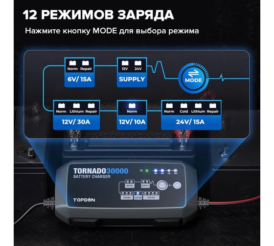 Умное зарядное устройство Topdon Tornado30000