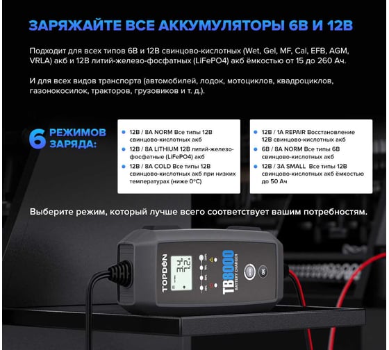 Умное зарядное устройство Topdon TB8000