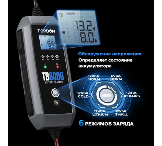 Умное зарядное устройство Topdon TB8000