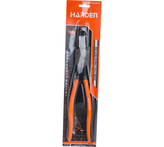 Профессиональный съемник для стопорных колец HARDEN внутренний, изогнутые губки, 330мм 560521