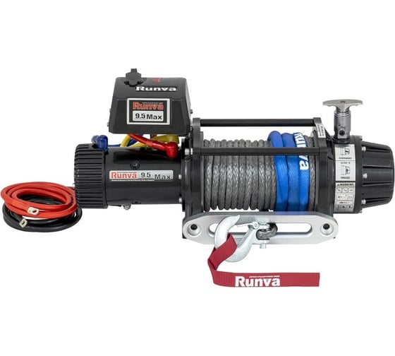 Электрическая лебёдка Runva 12V 9500 lbs 4350 кг влагозащищенная, комбин. роспуск, синт. трос EWB9500MAX-Q-SSRMAC